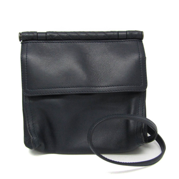 BOTTEGA VENETA Navy Leather Intrecciato Shoulder Bag - Picture 1 of 11